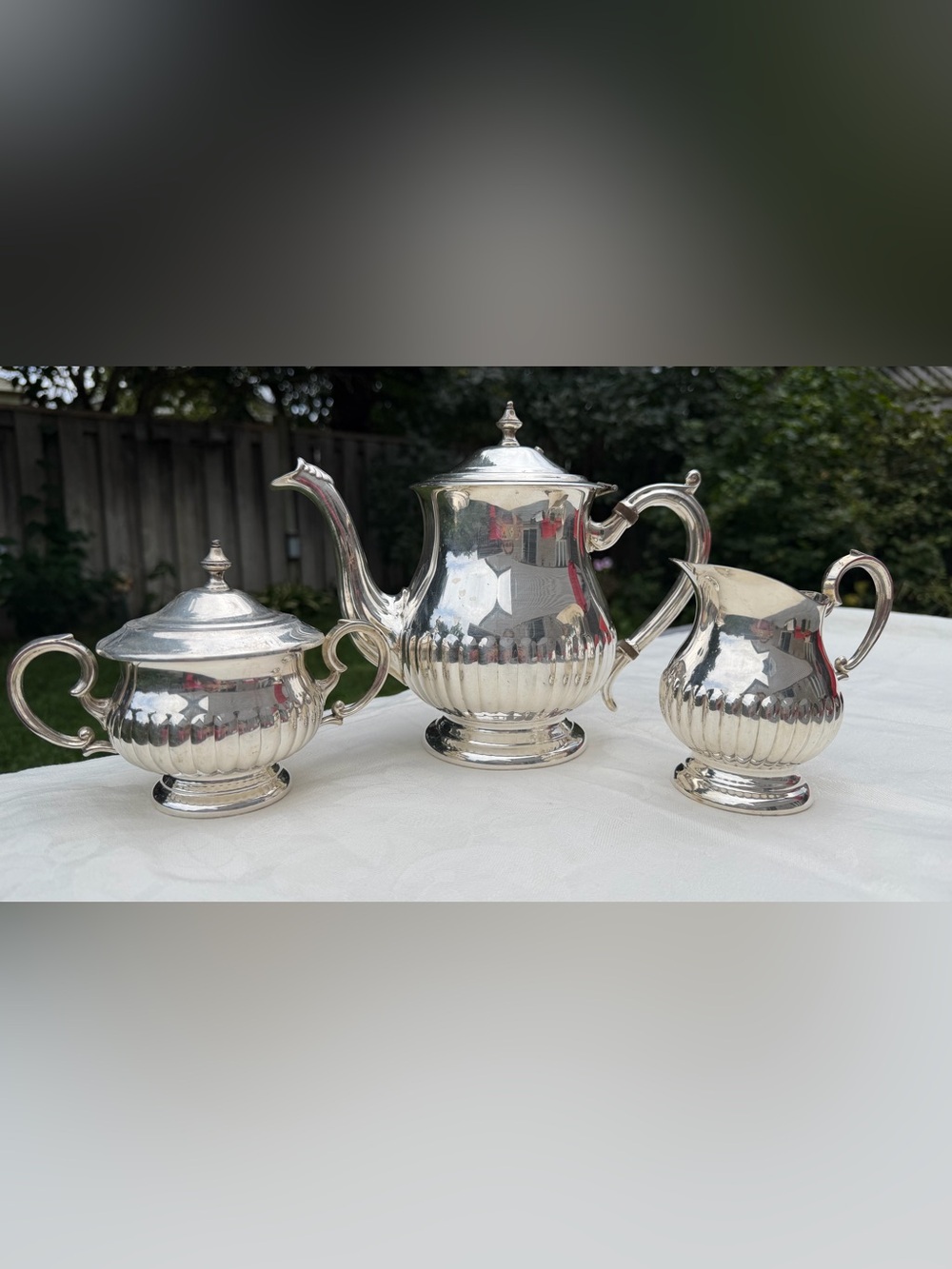 Vintage Marlboro E.P. Brass Tea Set – 3‑Piece – Teapot, Sugar Bowl & Creamer